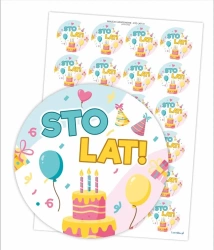 Naklejki urodzinowe - Sto lat! 24szt - LearnHow