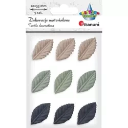 Liście materiałowe tłoczone 3D 20x35mm mix 9szt - Titanum