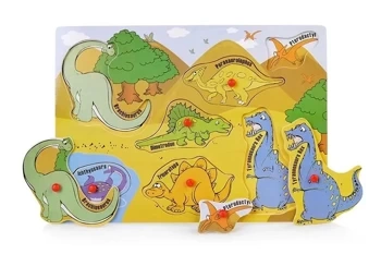 Układanka drewniana z pinezkami dinozaury - Artyk