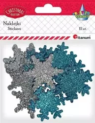 Naklejki piankowe brokatowe śnieżynki mix 12szt. - Titanum