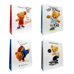 Torebka prezentowa dziecięca S Miś sportowiec mix - Ju-Piter