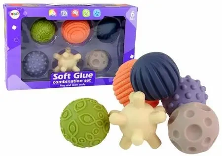 Zestaw piłeczek sensorycznych kolorowych 6 szt - Leantoys