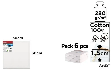 Tablica malarska 30x30x1.5 cm 280g/m2 (6szt) - Artix