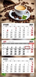 Kalendarz 2026 trójdzielny płaska główka Kawa - Sapt