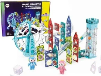 Klocki magnetyczne świecąca zjeżdżalnia 129el - Leantoys