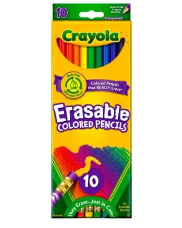 Kredki ołówkowe ścieralne z gumką 10 kol CRAYOLA