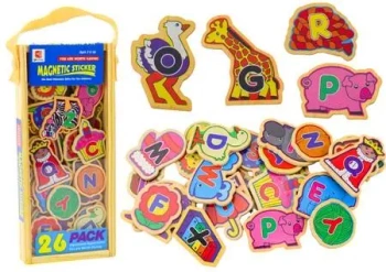 Zestaw magnesy drewniane 26szt - Leantoys