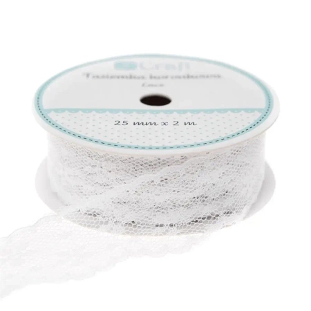 Tasiemka koronkowa biała 2,5cmx2m - Dalprint dpCraft