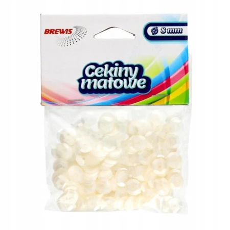 Cekiny 6mm 10g matowe biały - Brewis