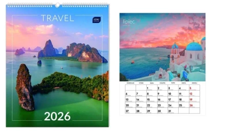 Kalendarz 2026 ścienny planszowy 33,5x40cm Travel - INTERDRUK