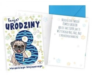 Karnet B6 Urodziny 8 piesek - Kukartka