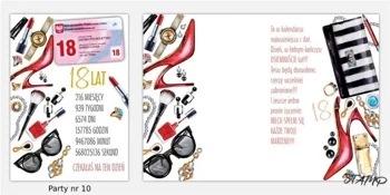 Karnet Party naklejany B6+koperta Urodziny 18 wz10 - Stamp