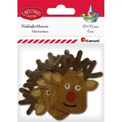 Naklejki filcowe głowy renifera 55x65mm 6szt - Titanum