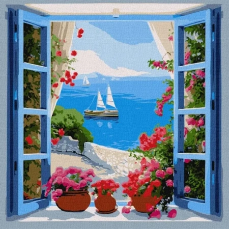 Malowanie po numerach - Pejzaż morski 40x40cm - Ideyka