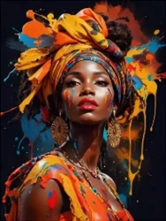 Diamentowa Mozaika Kobieta afrykanka w ciuchach z farby NO-2001403 - Norimpex