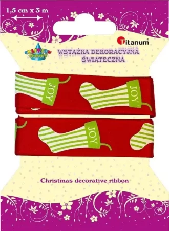 Wstążka materiałowa 15mm x 3m skarpety - Titanum