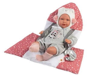 Lalka bobas Mimi płaczacą z nosidełkiem 42cm - Llorens