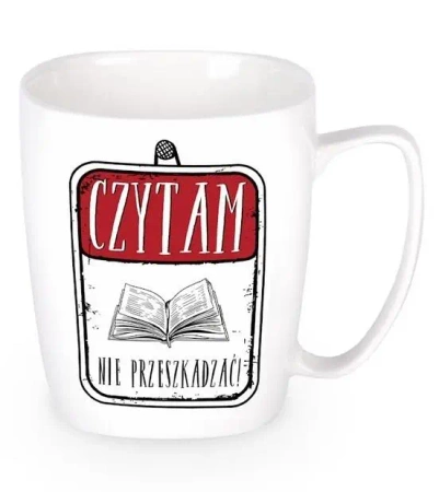 Kubek ceramiczny biały Czytam - nie przeszkadzać! - Nadwyraz