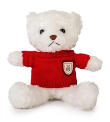 Miś biały 22cm w sweterku czerwony - Daffi