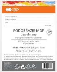 Podobrazie bawełniane 40x50cm białe HAPPY COLOR - GDD