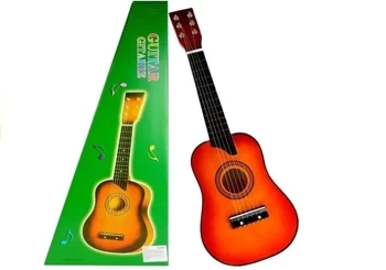 Gitara drewniana klasyczna z kostką czerwona 60cm - Leantoys