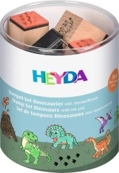 Zestaw stempli 15szt z poduszką Dinozaury - Heyda