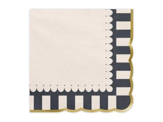 Serwetki ze złotym brzegiem 33x33cm 12szt - PartyDeco