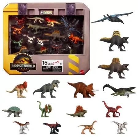 Mattel Jurassic World Odrodzenie Minis Dinozaury Minifigurki Wielopak Zestaw 15 Minifigurek, Jgb53 Wb3