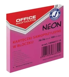 Karteczki samoprzylepne 76x76mm 100K neon różowe - Office