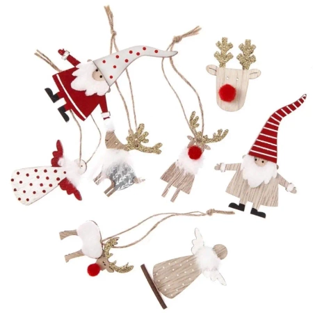 Drewniane motywy świąteczne multikolor 8szt - Dalprint dpCraft