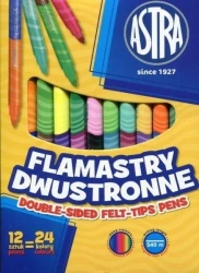 Flamastry dwustronne Astra 12 sztuk=24 kol. ASTRA - ASTRA papiernicze