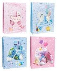 Torebka ozdobna 43x55x15cm szerokie dno mix - Rozette