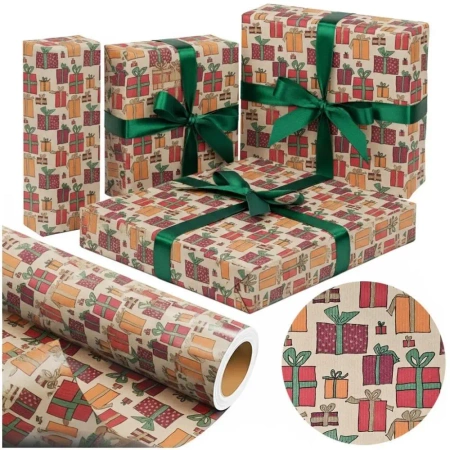 Papier kraft Kolorowe Prezenty X-Strong 38cmx20m - PaperHit
