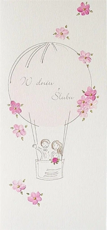 Karnet Ślub DL S15 - Różowy balon - MAK