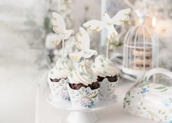 Dekoracje do muffinek Gołębie 14.5cm 6szt - PartyDeco