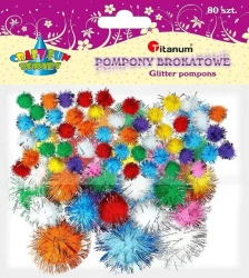 Pompony brokatowe mix 80szt. - Titanum
