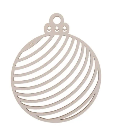 Bombka drewniana w paski 3szt biała - Cresco