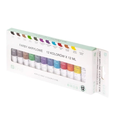 Farby akrylowe 12 kolorów - Dalprint