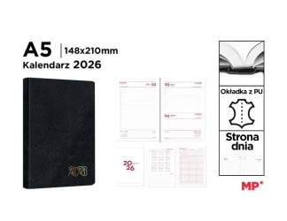 Kalendarz 2026 A5 dzienny czarny - MP Main Paper