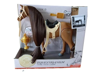 Koń z akcesoriami, brązowy