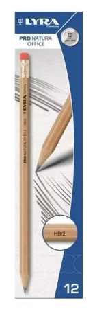 Ołówek Pro Natura HB/2 z gumką (12szt) - Lyra
