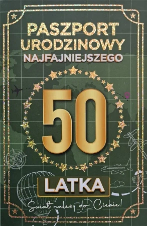 Karnet Urodziny 50 Nowy paszport męskie - YEKU