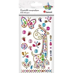 Kryształki samoprzylepne żyrafa i motyl + dekory - Titanum