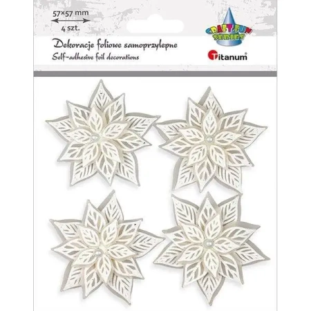 Dekoracje samoprzylepne 3D poinsencje białe 4szt - Titanum