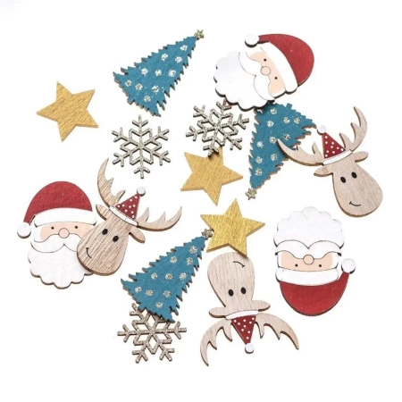 Drewniane motywy świąteczne multikolor 15szt - Dalprint dpCraft