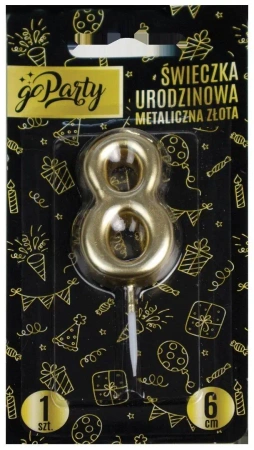 Świeczka urodzinowa 8 Metaliczna złota - GoParty