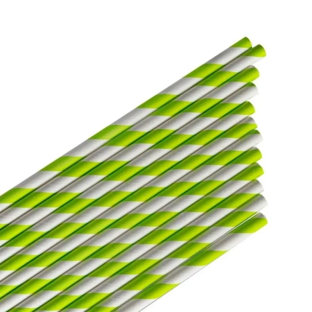 Słomki papierowe paski limonkowe 144szt - Arpex