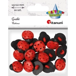 Guziki plastikowe biedronki 13x15mm 20szt - Titanum