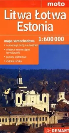 Litwa, Łotwa, Estonia Mapa samochodowa 1:600tys - Praca zbiorowa