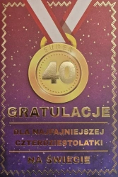 Karnet Urodziny 40 medal damskie - YEKU